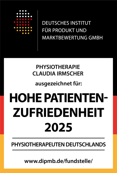 Siegel: Hohe Patientenzufriedenheit 2025, Physiotherapie Claudia Irmscher